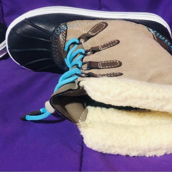 YOUTH GIRLS Suede Leather Winter Warm THERMOLITE Snow Boots Sz 13 - Picture 4 of 8